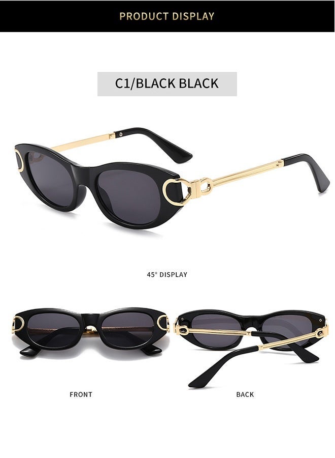 سِيكجُوك نظارات شمسية نسائية بيضاوية رجعية للرجال والنساء: نظارة ونظاره شمسيه كلاسيكية من التسعينات بيضاوية ضيقة بتصميم عين القط عصرية قديمة مع حماية من الأشعة فوق البنفسجية مثالية للسفر والحياة اليومية نضارات شمسيه رجالية ونسائيه ونساءيه ورجاليه ورجالي نضرات رجال النظارات الشمسية أسود - Image 5