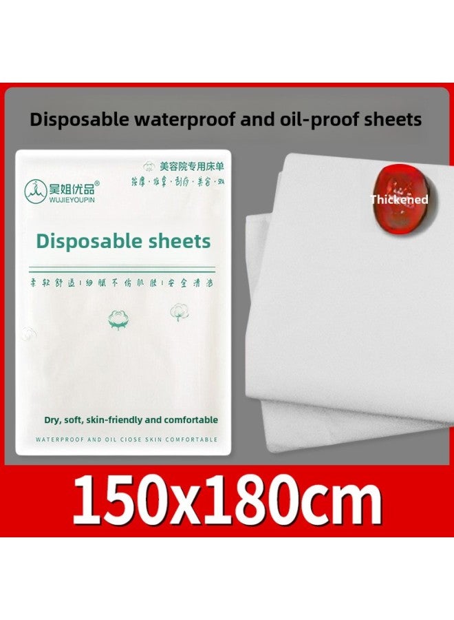 Disposable Bed Sheets Thickened Waterproof And Oil-proof Medical Beauty Salon Massage Mattress Travel Double Ureterative Care Pad-Color:White 150*180 In Bulk (10 Sheets)-Specifications:Select Purchase As Per Above - Image 1