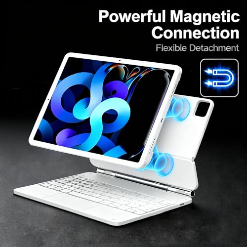 QUARK Magic Keyboard Case for iPad Air 11-inch (M3 2025 / M2 2024) & iPad Pro 11-inch (4th, 3rd, 2nd,1st Gen), Keyboard Case for 10.9" iPad Air (5/4 Gen) with Trackpad/Backlit Keys, White - Image 3