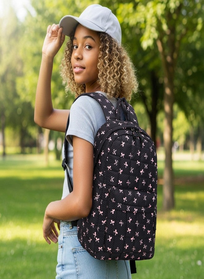 LEDAOU Backpack for Kids Girls Teens School Bookbags Set Girls Backpack with Lunch Box and Pencil Case (Pink Bow-Black) - Image 2