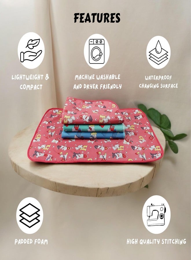 فوي دروب حصيرة تغيير ملابس/حصيرة نوم/واقي سرير مقاوم للماء مع بطانة إسفنجية للأطفال حديثي الولادة من فوي دروب/المقاس: كبير - 21 بوصة، صغير - 17 بوصة (0-12 شهرًا) (عبوة من 3 قطع)... - Image 2
