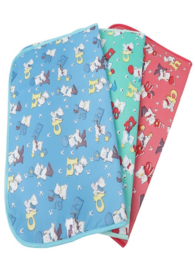 فوي دروب حصيرة تغيير ملابس/حصيرة نوم/واقي سرير مقاوم للماء مع بطانة إسفنجية للأطفال حديثي الولادة من فوي دروب/المقاس: كبير - 21 بوصة، صغير - 17 بوصة (0-12 شهرًا) (عبوة من 3 قطع)... - Image 1