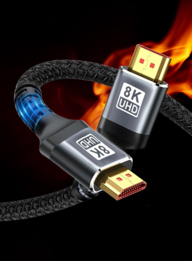 ميك كابل اتش دي ام اي 2.1 عالي السرعة – يدعم دقة 8K@60Hz و 4K@120Hz وسرعة نقل بيانات 48 جيجابت/ثانية – تصميم مضفر متين وموصلات مطلية بالذهب لإشارة مستقرة وخالية من التشويش – متوافق مع بلاي ستيشن 5، الحواسيب، أجهزة التلفزيون والشاشات – يدعم HDR، eARC، VRR ودولبي فيجن لتجربة مشاهدة وألعاب احترافية - Image 1