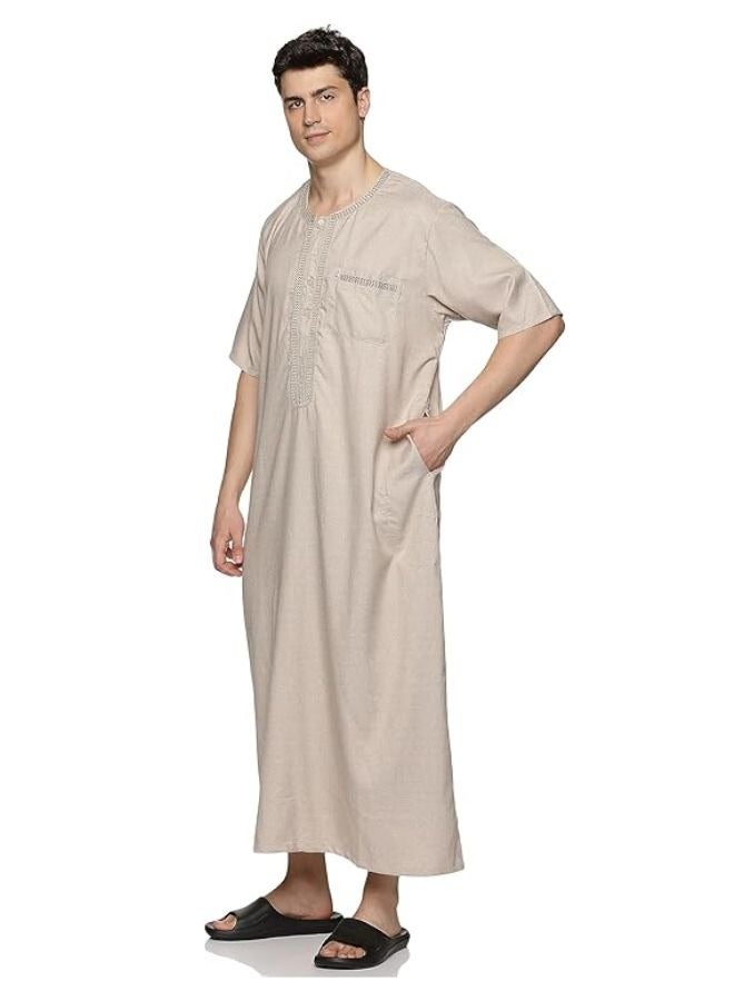 العثيمان جلابية رجالية برقبة دائرية وأكمام قصيرة - رداء/ثوب رجالي بأكمام قصيرة  - Image 1