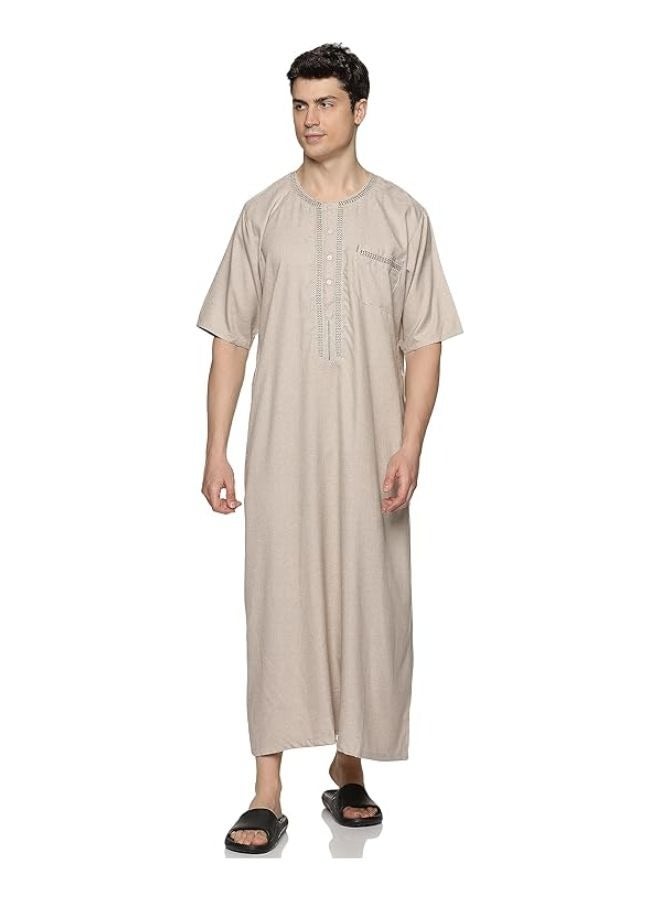 العثيمان جلابية رجالية برقبة دائرية وأكمام قصيرة - رداء/ثوب رجالي بأكمام قصيرة  - Image 2