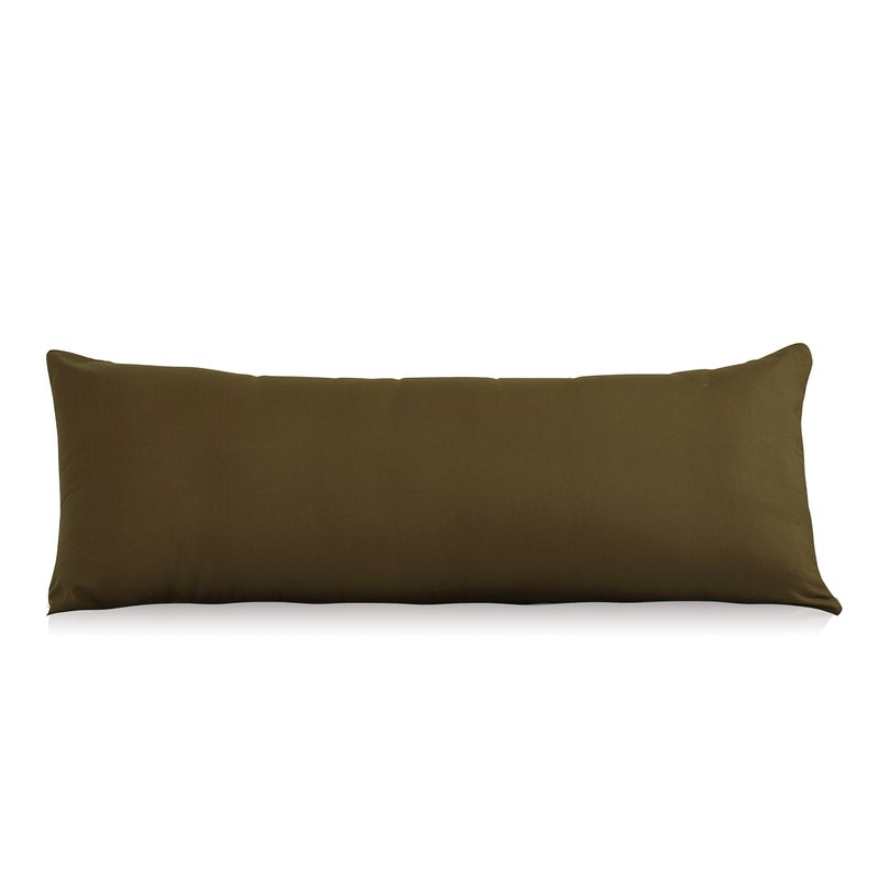 EVOLIVE غطاء وسادة جسم EVOLIVE ميكروفايبر فائق النعومة 21"x54" مع إغلاق بسحاب مخفي (غطاء وسادة جسم 21"x54"، بني) - Image 1