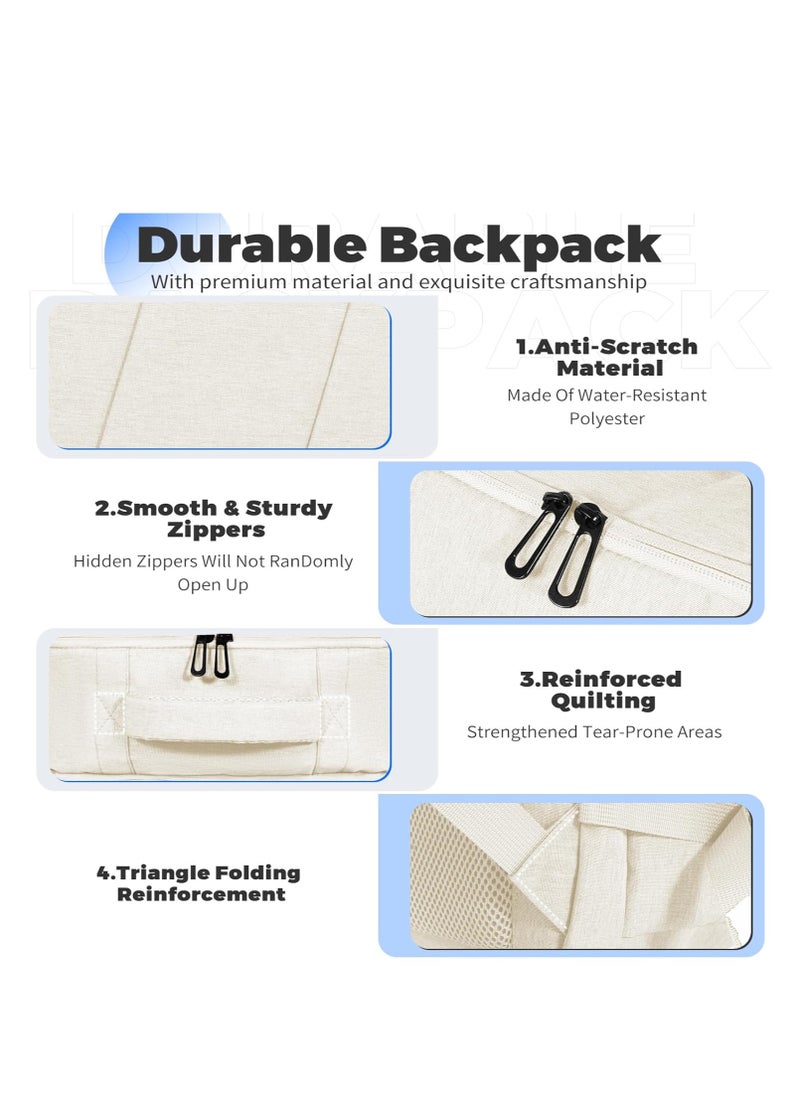 ARCOON Travel Backpack for Women Men, Carry on Backpack, 17" Laptop Backpacks, 18×14×8 Inches Airlines Personal Item Bag (Beige)