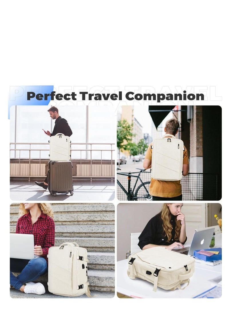 ARCOON Travel Backpack for Women Men, Carry on Backpack, 17" Laptop Backpacks, 18×14×8 Inches Airlines Personal Item Bag (Beige)