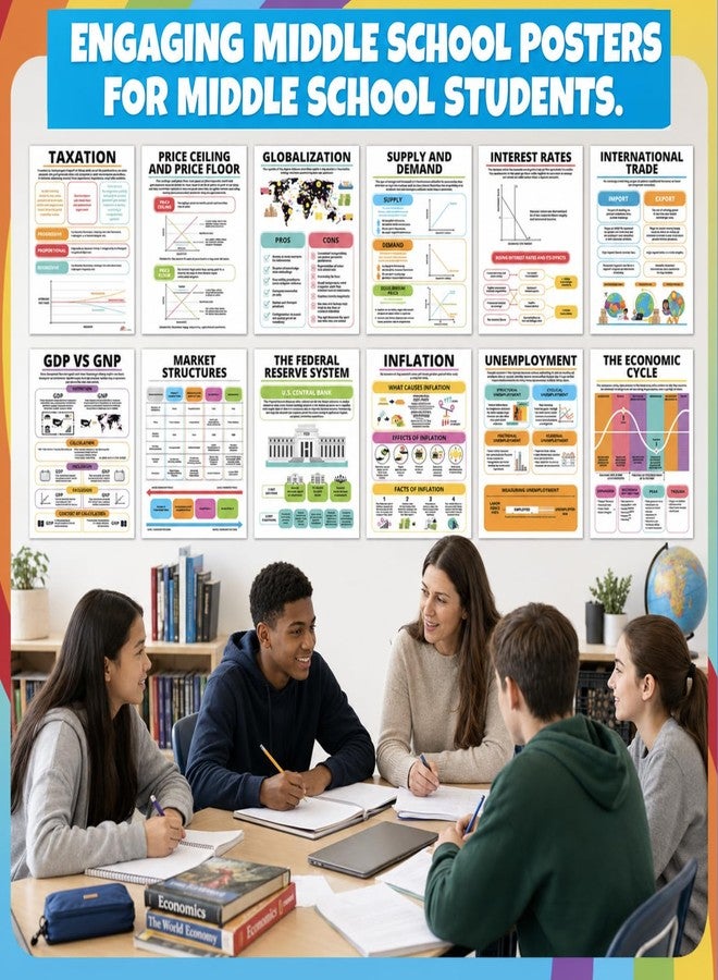 Sproutbrite 12 Educational Economic Classroom Posters & Chart 12"x16" - Image 3