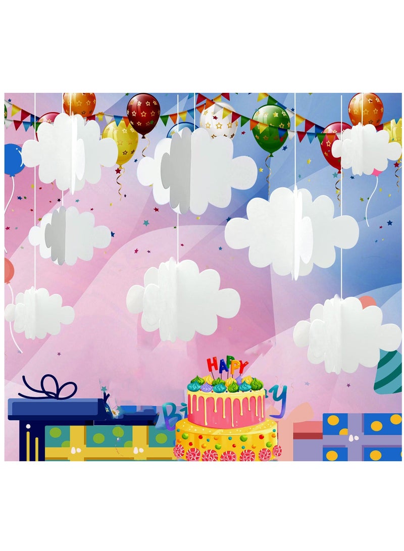 Captaintech 16 Pcs 3D Cloud Decorations Hanging Clouds for Ceiling,Cloud Decor Cloud Garland Cloud Party Decorations for Aesthetic Room Decor Birthday Art Wedding Baby Shower Decor, White - Image 1