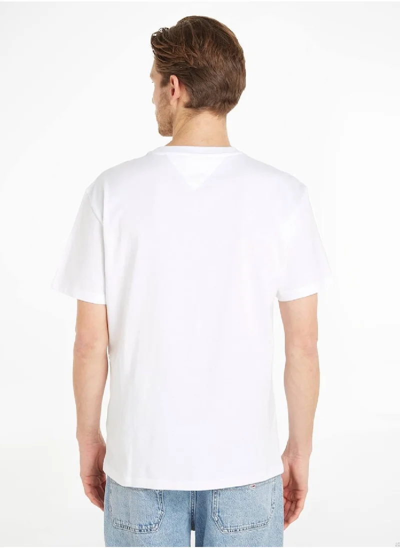 TOMMY JEANS Men's Classic Gold Linear T-Shirt, White
