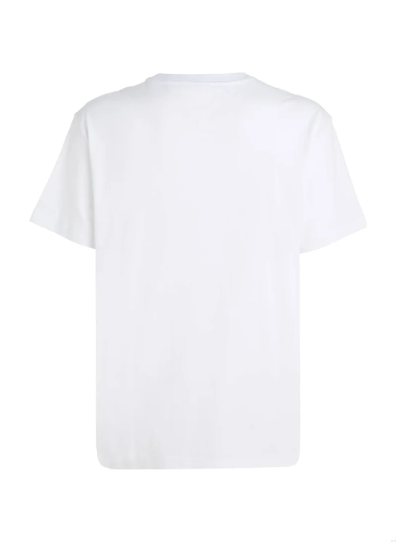 TOMMY JEANS Men's Classic Gold Linear T-Shirt, White