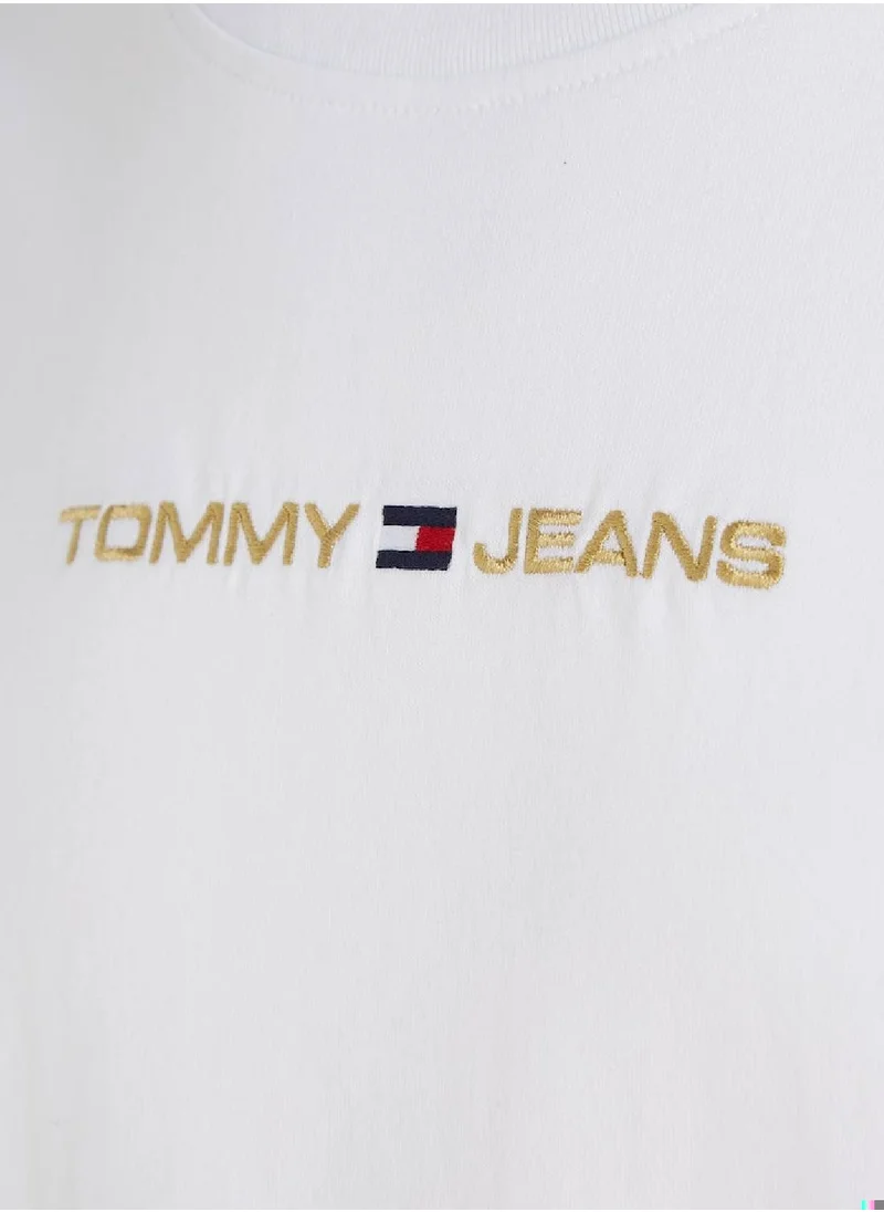 TOMMY JEANS Men's Classic Gold Linear T-Shirt, White