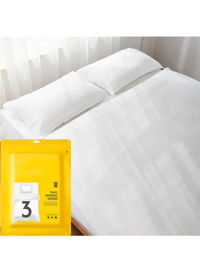 3 PCS Disposable Travel Bed Sheets Quilt Cover and Pillowcase, Disposable Bedding Travel Bedding Disposable Sheets for Business Travel Hotel Essentials - Image 4