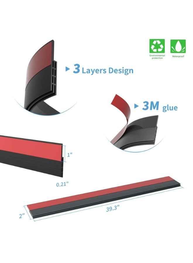 أنمي عازل تيارات الباب، 2 قطعة بطول 99.8 سم، عازل أسفل الباب، حاجز للتيارات الهوائية للأبواب الداخلية والخارجية، مانع الغبار والعزل الصوتي - Image 2