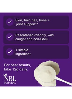 NBL Natural Marine Collagen Powder, Unflavoured, 12g Collagen Per Serving, 221g, 18 Servings  - Image 4