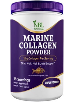 NBL Natural Marine Collagen Powder, Unflavoured, 12g Collagen Per Serving, 221g, 18 Servings  - Image 1