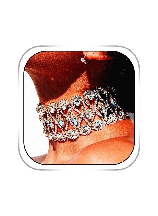 CanB Rhinestone Necklace Choker Crystal Collar Wedding Bridal Choker Sparkly Neck Jewerly Accessories For Women (Silver) - Image 1