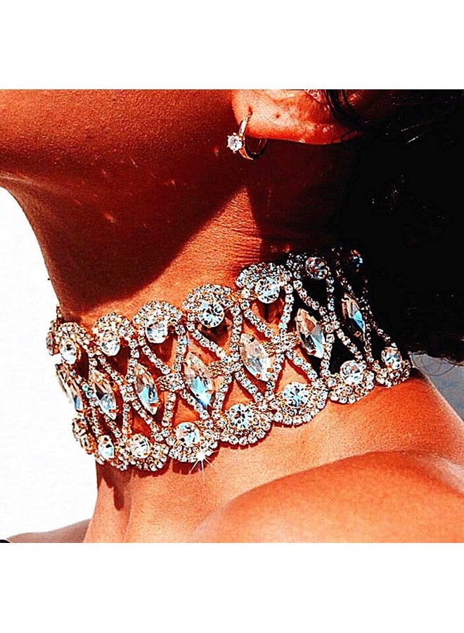 CanB Rhinestone Necklace Choker Crystal Collar Wedding Bridal Choker Sparkly Neck Jewerly Accessories For Women (Silver) - Image 2