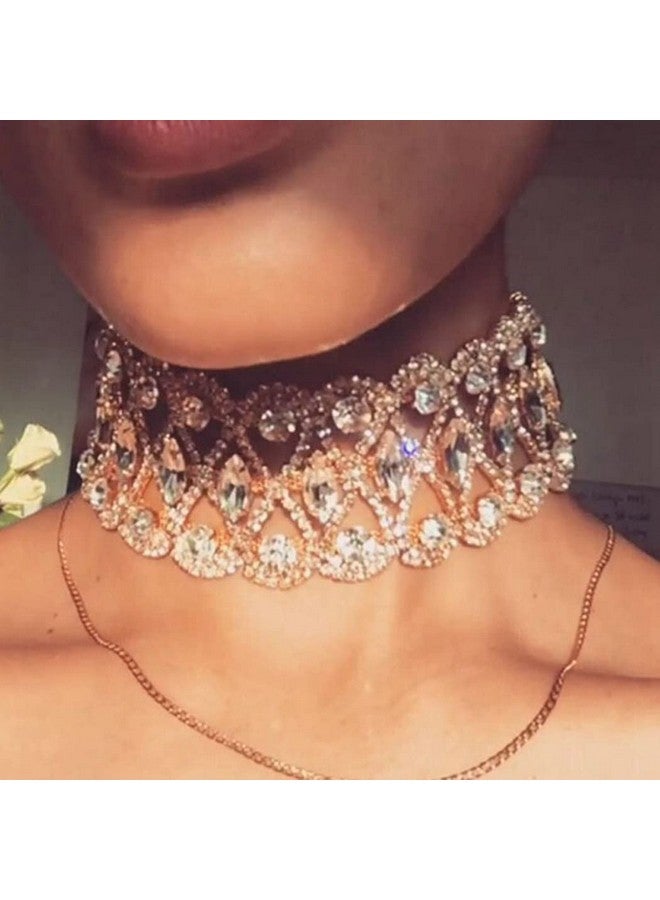 CanB Rhinestone Necklace Choker Crystal Collar Wedding Bridal Choker Sparkly Neck Jewerly Accessories For Women (Silver) - Image 3