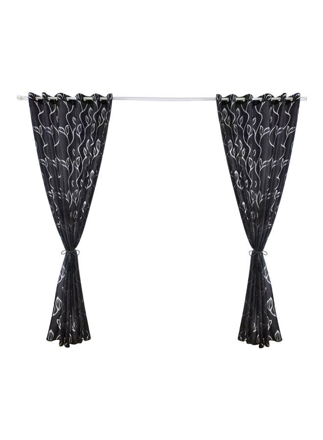 NIBEMINENT Pack Of 2 Polyester Window Curtain Black/White 79x40centimeter - Image 1