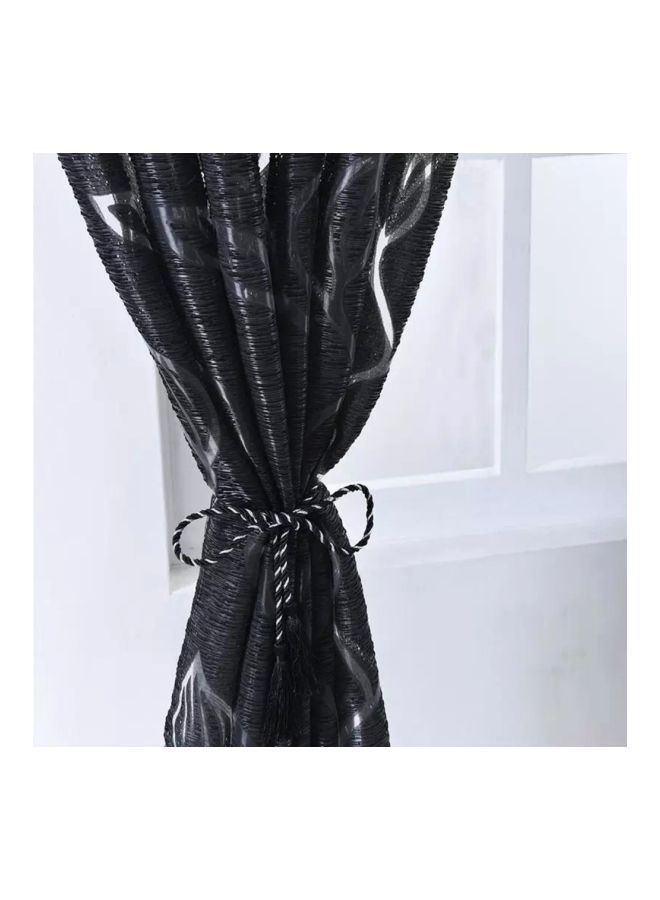 NIBEMINENT Pack Of 2 Polyester Window Curtain Black/White 79x40centimeter - Image 5