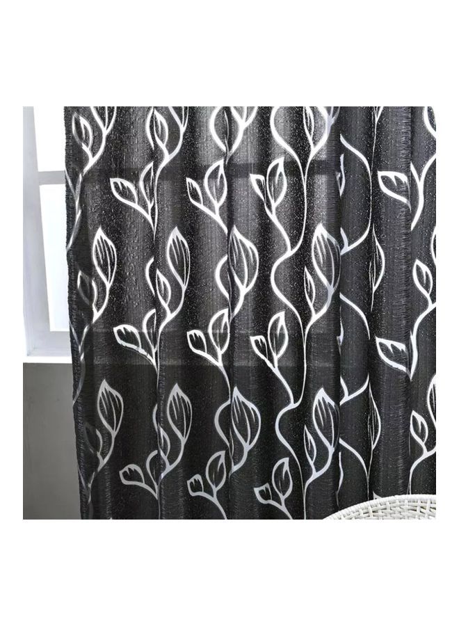 NIBEMINENT Pack Of 2 Polyester Window Curtain Black/White 79x40centimeter - Image 4