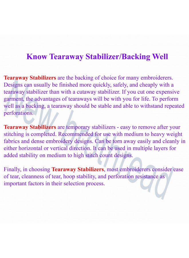 New brothread Tear Away Machine Embroidery Stabilizer Backing 10" x 25 Yd roll - Medium Weight 1.8 oz - Cut into Variable Sizes - for Machine Embroidery and Hand Sewing - Image 1