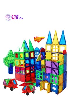 Magblock Magnetic Tiles Building Blocks 130 Pcs Magnet Tiles For Kids Ages 4 8 Magnetic Toys For Boys And Girls Ages 8 10  - Image 1