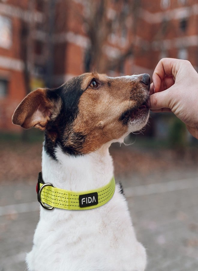 Fida Reflective Dog Collar, Nylon Dog Collars with Neon Colors for Small/Medium/Large Dogs, High Visibility Dog Collars with Safety Locking Buckle(Large, Neon Yellow) - Image 5