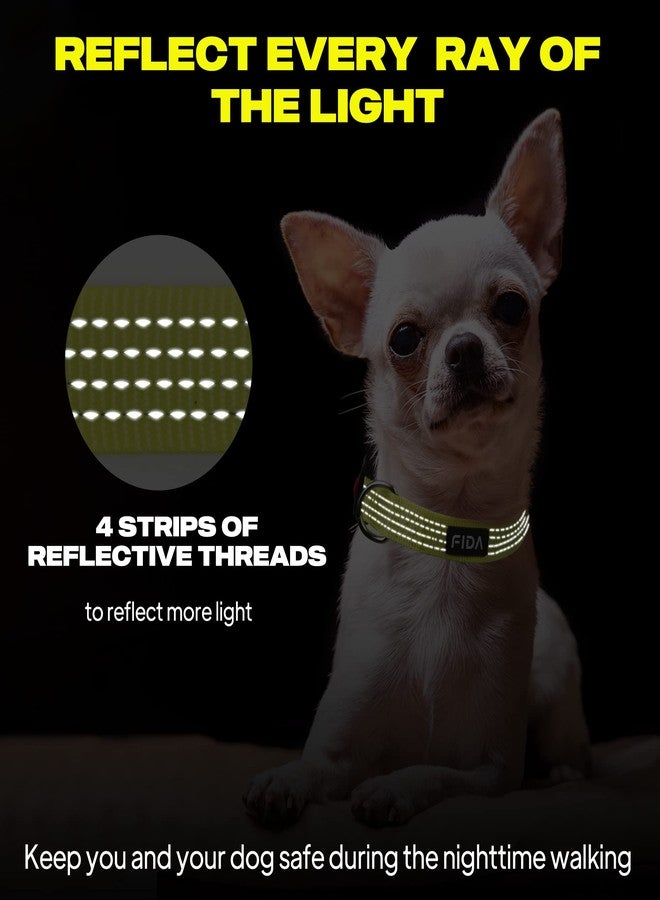 Fida Reflective Dog Collar, Nylon Dog Collars with Neon Colors for Small/Medium/Large Dogs, High Visibility Dog Collars with Safety Locking Buckle(Large, Neon Yellow) - Image 3