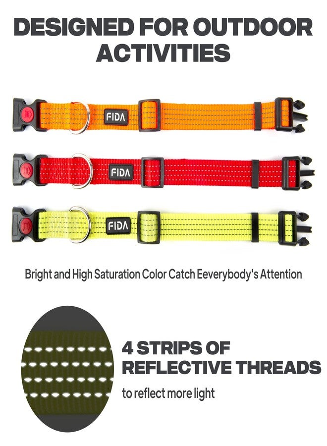 Fida Reflective Dog Collar, Nylon Dog Collars with Neon Colors for Small/Medium/Large Dogs, High Visibility Dog Collars with Safety Locking Buckle(Large, Neon Yellow) - Image 4