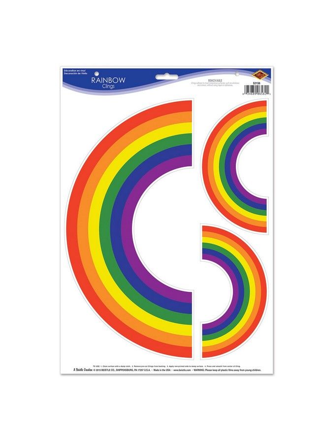 Beistle E Rainbow Window Clings 3 Pcs 12"" X 17"" Multicolor" (52156) - Image 1