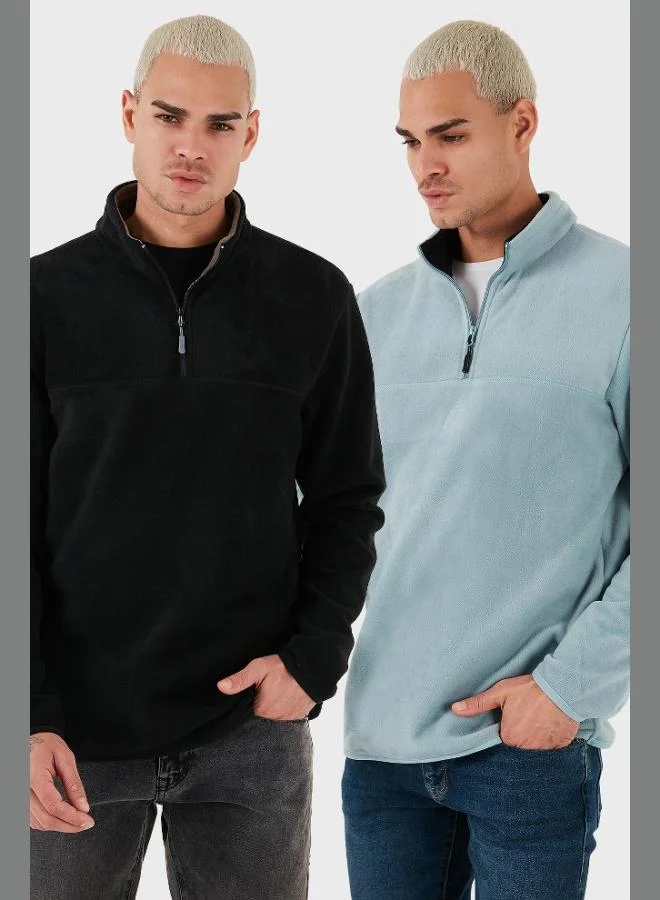 Buratti Regular Fit Anti-Pilling Non-Pilling Standing Collar Raised 2-Pack Polar Men's POLAR 5896700S2