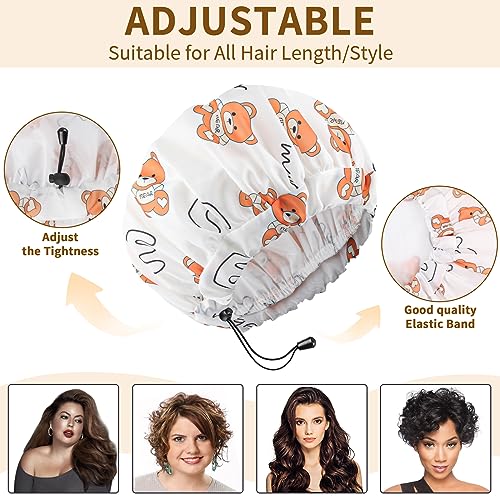 WINSTECK 3 PCS Shower Caps for Women, Upgrade Comfortable & Extra Large & Double Layers Waterproof Bath Cap, Oversized Designed Adjustable Hem Hair Cap for All Hair Lengths/Style - Image 3