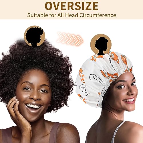 WINSTECK 3 PCS Shower Caps for Women, Upgrade Comfortable & Extra Large & Double Layers Waterproof Bath Cap, Oversized Designed Adjustable Hem Hair Cap for All Hair Lengths/Style - Image 4