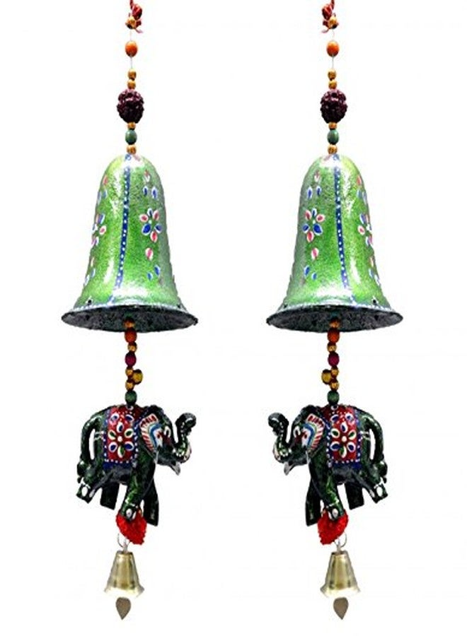 SAARTHI SAARTHI Rajasthani Handcrafted Traditional Decorative Auspicious Unique Bell Elephant Door Hanging|Wall Hanging|Wall| Home| Door| Office| Café | Room Décor|Interior Decoration| Home Accent| Elephant Figurine -Set of 2