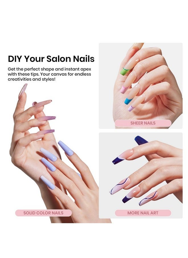 beetles Gel Polish Beetles Tipex Instant Apex Nail Tips,120Pcs Pre-Building Pre-Etched Gel Nail Tips Long Coffin Thicker Acrylic Nails Strong Full Cover False Nail Extension Building Gel Press-On Nails For Flat Nails  - Image 5
