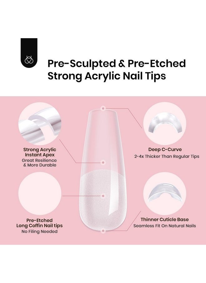 beetles Gel Polish Beetles Tipex Instant Apex Nail Tips,120Pcs Pre-Building Pre-Etched Gel Nail Tips Long Coffin Thicker Acrylic Nails Strong Full Cover False Nail Extension Building Gel Press-On Nails For Flat Nails  - Image 3