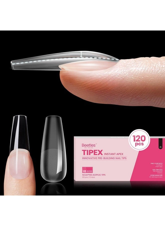 beetles Gel Polish Beetles Tipex Instant Apex Nail Tips,120Pcs Pre-Building Pre-Etched Gel Nail Tips Long Coffin Thicker Acrylic Nails Strong Full Cover False Nail Extension Building Gel Press-On Nails For Flat Nails  - Image 1