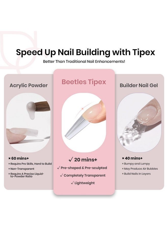 beetles Gel Polish Beetles Tipex Instant Apex Nail Tips,120Pcs Pre-Building Pre-Etched Gel Nail Tips Long Coffin Thicker Acrylic Nails Strong Full Cover False Nail Extension Building Gel Press-On Nails For Flat Nails  - Image 4