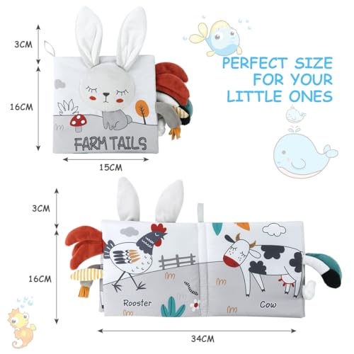 Vicloon Cloth Books, 3D Touch Feel High Contrast Cloth Book, Baby Books Toys for Baby 0-12 Months, Soft Baby Books Touch and Feel Crinkle for Infants Toddler Gifts Toy(Rabbit) - Image 2