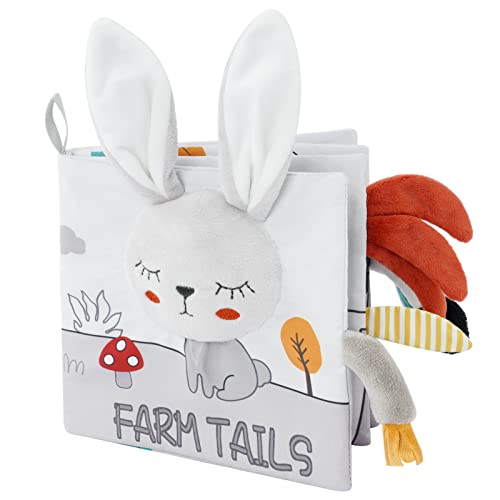 Vicloon Cloth Books, 3D Touch Feel High Contrast Cloth Book, Baby Books Toys for Baby 0-12 Months, Soft Baby Books Touch and Feel Crinkle for Infants Toddler Gifts Toy(Rabbit) - Image 1