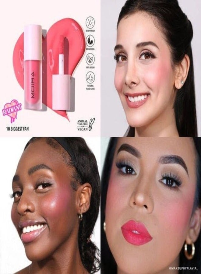 moira MOIRA Love Steady Liquid Blush – 10: Biggest Fan, Lightweight Buildable Formula, Long-Lasting Dewy Finish, Hydrating & Blendable, Vegan & Cruelty-Free, 0.17 fl. oz (5 ml)  - Image 2