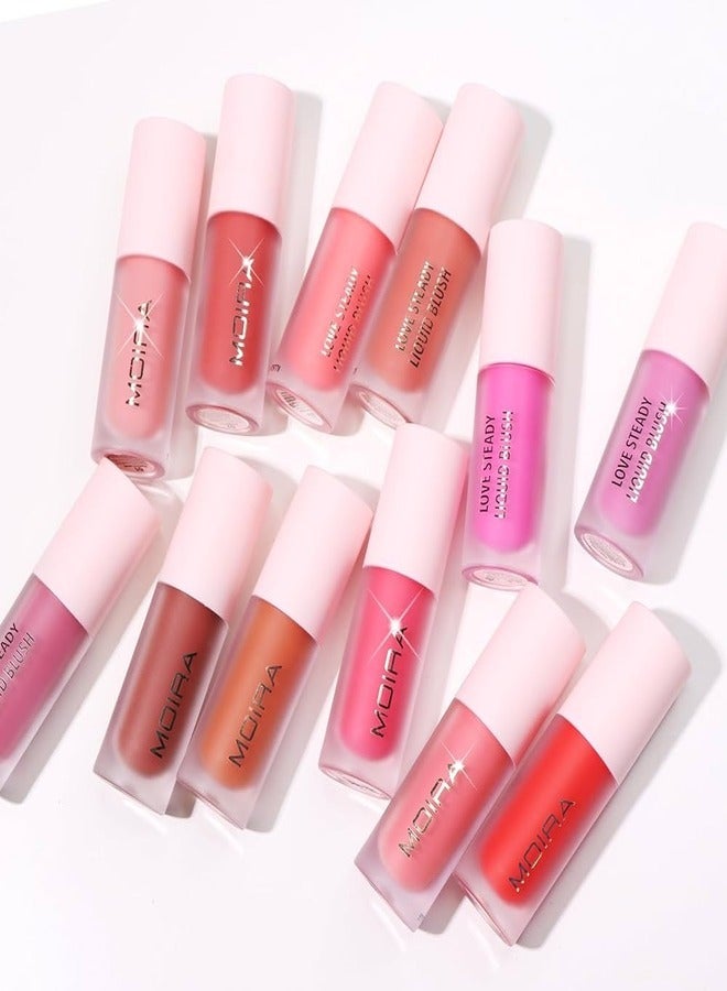 MOIRA Love Steady Liquid Blush – 10: Biggest Fan, Lightweight Buildable Formula, Long-Lasting Dewy Finish, Hydrating & Blendable, Vegan & Cruelty-Free, 0.17 fl. oz (5 ml)