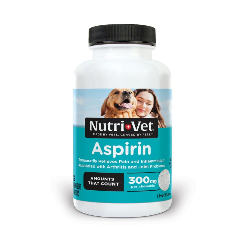 nutri vet Nutri-Vet Aspirin for Dogs, Dog Aspirin, Pet Essentials, Inflammation Care, Joint Support for Seniors, Arthritis Pain Relief, 300mg per Tablet, Over 50 lbs, 75 Count - Image 1