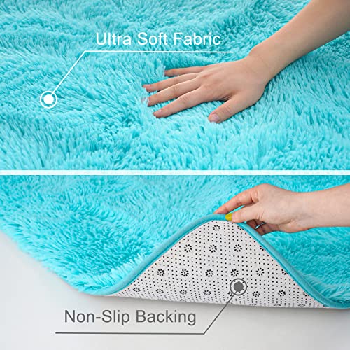 ST. BRIDGE Ultra Soft Fluffy Rugs for Bedroom 4x6 Feet, Shag Area Rugs for Living Room, Large Comfy Furry Rug for Boys Kids Baby Room Decor, Non Slip Nursery Rug Modern Indoor Fuzzy Floor Carpet, Teal - Image 4