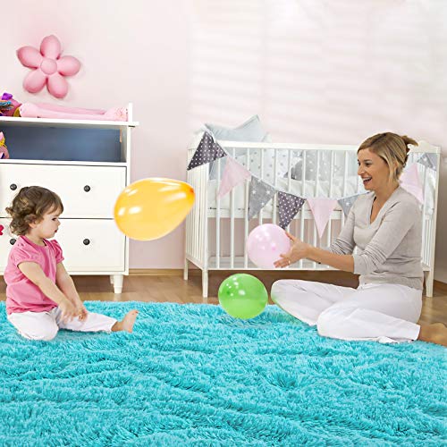 ST. BRIDGE Ultra Soft Fluffy Rugs for Bedroom 4x6 Feet, Shag Area Rugs for Living Room, Large Comfy Furry Rug for Boys Kids Baby Room Decor, Non Slip Nursery Rug Modern Indoor Fuzzy Floor Carpet, Teal - Image 3