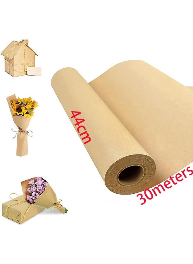 إيليلي لفة واحدة من ورق الكرافت (44 سم × 30 مترًا)، لفة ورق التغليف، ورق الحرف اليدوية، تغليف الهدايا، لوحة الإعلانات، الفنون والحرف اليدوية، باقة زهور، غطاء طاولة، ورق تغليف الملصقات - Image 1