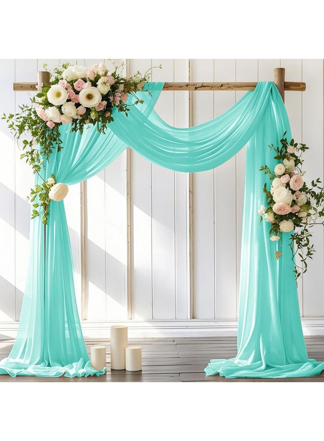LINXTAR Wedding Arch Draping Fabric 30'' x 18FT Sheer Chiffon Arch Drape Backdrop 1 Panel Teal Drape for Summer Wedding Bridal Shower Baby Shower Photo Booth Church Birthday Party Outdoor Decoration - Image 1